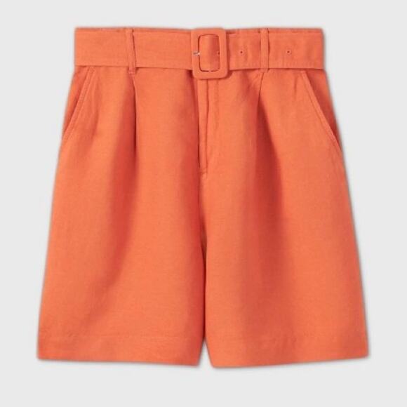 a new day orange belted high rise shorts - Picture 1 of 7